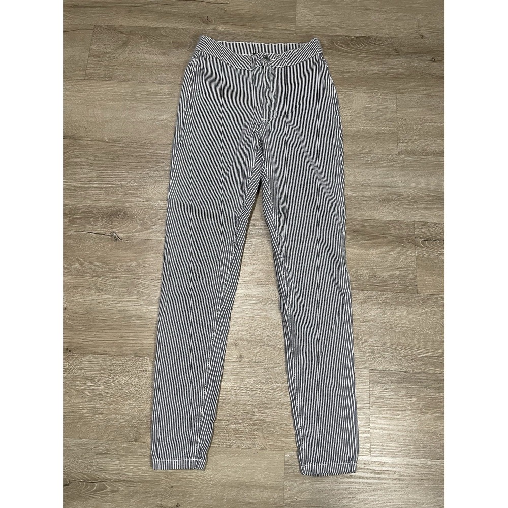Free People Pants Womens Sz 25 Blue Stripe Skinny Slim Leg Pants Conductor